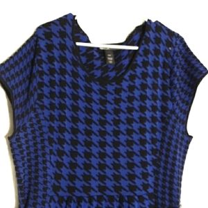 Lane Bryant Royal Blue and Black Houndstooth Midi Dress